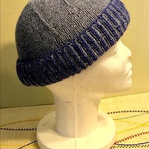 HAND KNIT Hat REVERSIBLE Merino Wool
